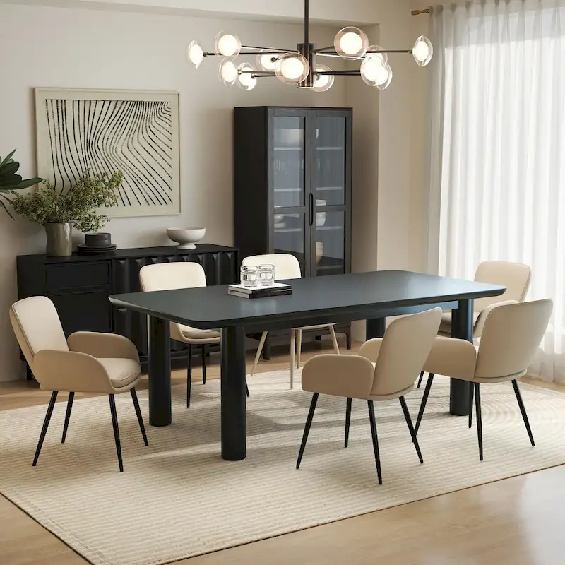 Set of 2 Cat-Scratch Resistant Dining Chairs with Gold Metal Legs