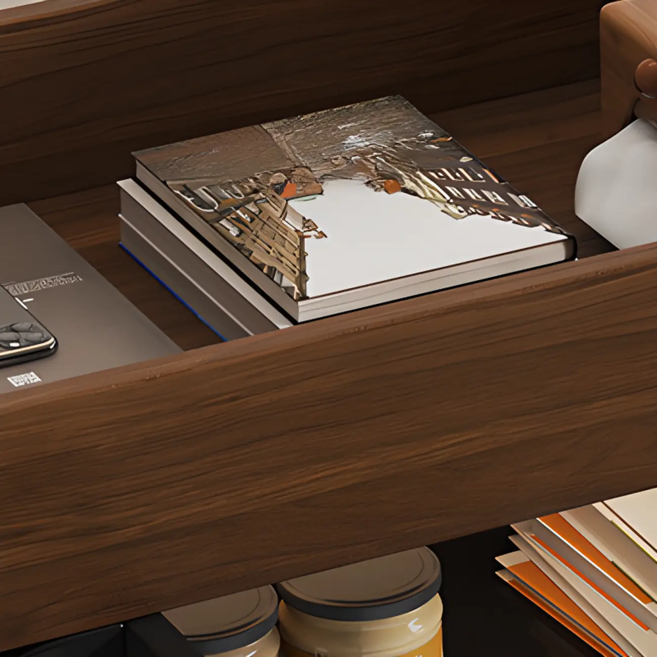 Multi-levelled Fold Away Chairside Table with Roller Wheels