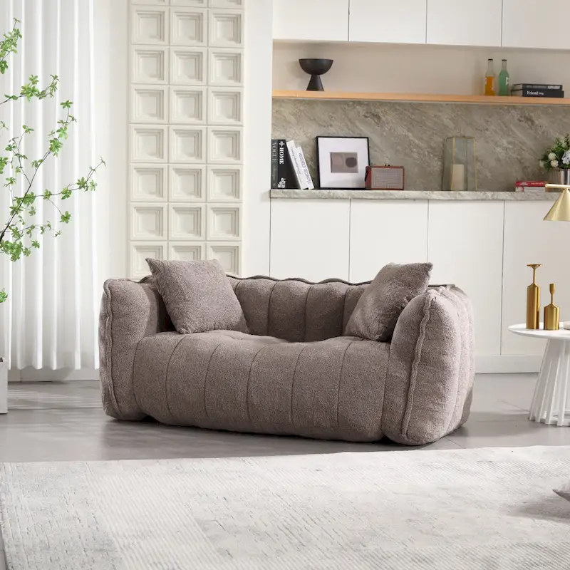 Modern 65.1 Chenille Tufted Loveseat Accent Chair with High-Resilience Foam