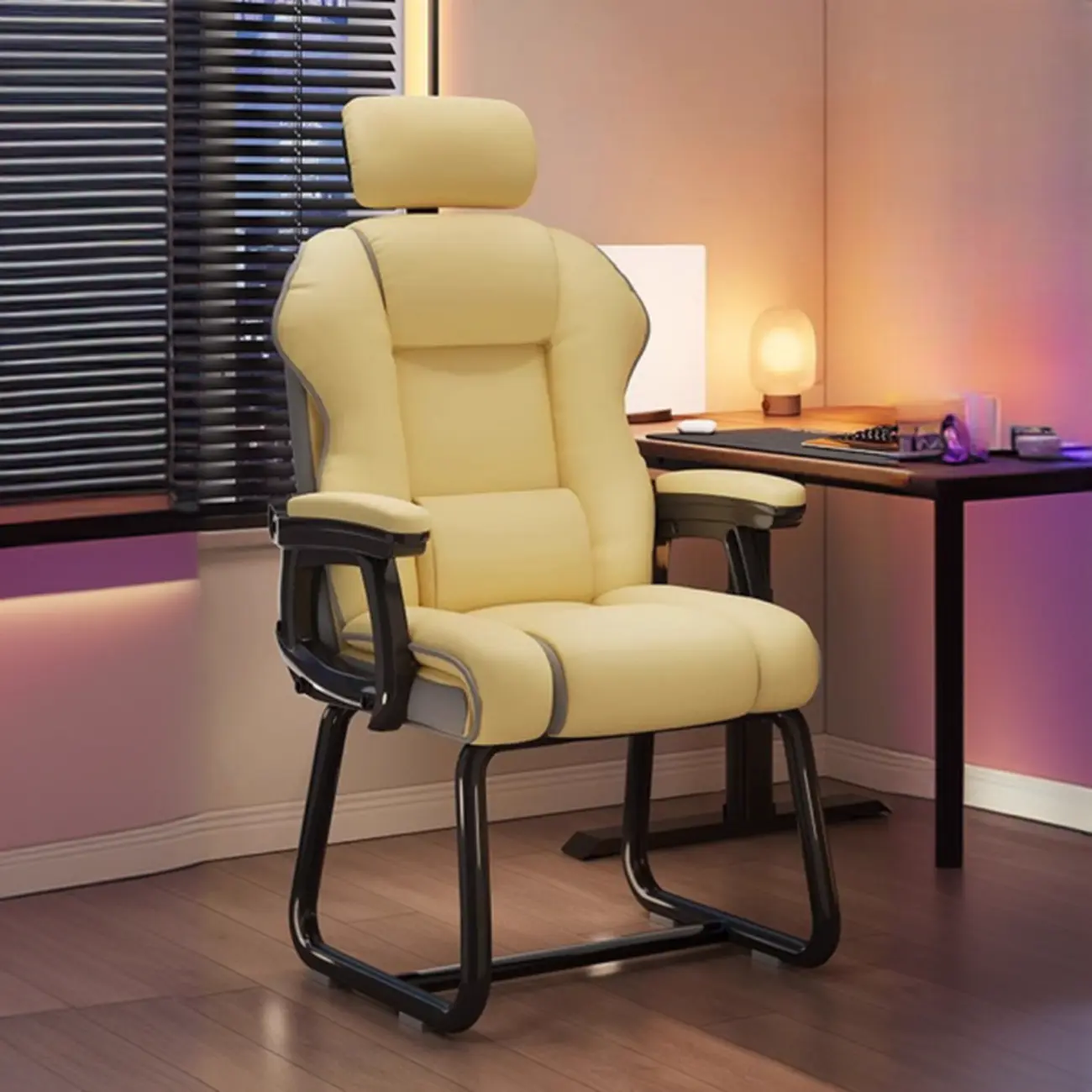 Yellow High-Back Leather Ergonomic Executive Chair