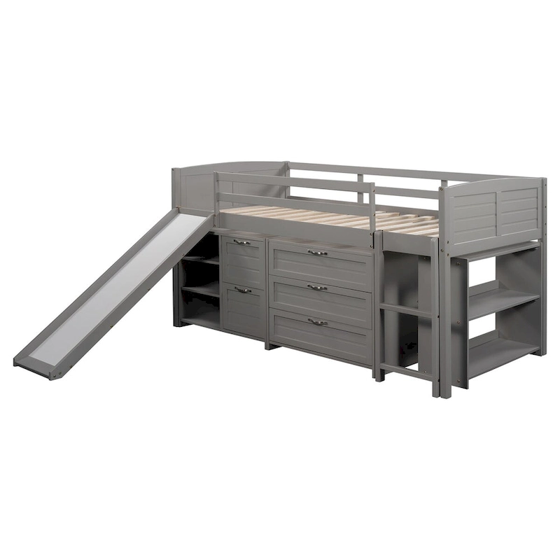 Gray High-Quality Solid Pinewood Loft Bed