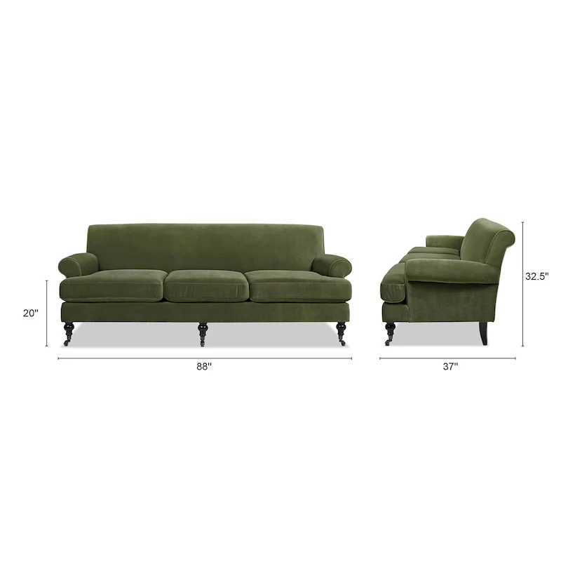 88 Inch Living Room Sofa  Three Cushion Couch with Rolled Arms and Tight Back  Minimal Assembly Required