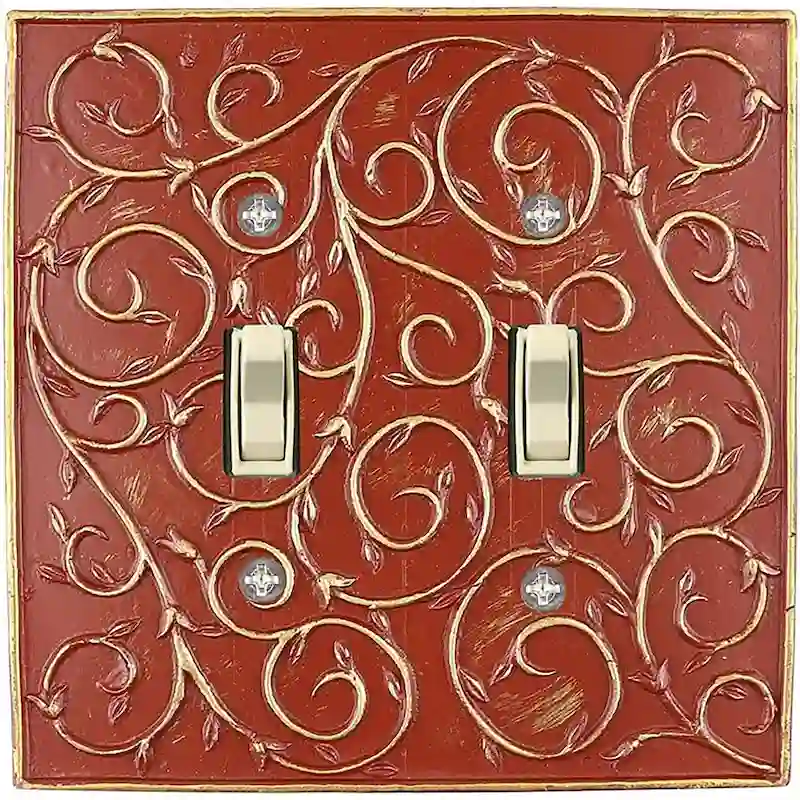 Meriville French Scroll 2 Toggle Wallplate, Double Switch Electrical Cover Plate