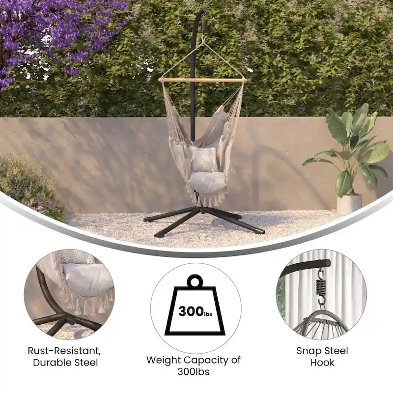 Commercial All-Weather Steel Hanging Chair C Stand with Included Hardware