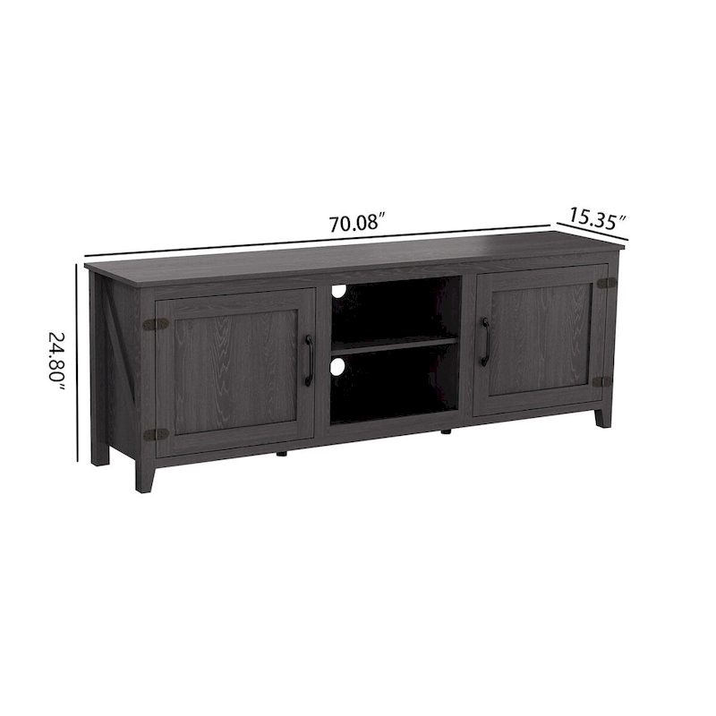 Mieres TV Stand for 75 Inch TV, Entertainment Center with Two Doors and 4 Open Storage Compartments TV Console Media Cabinet