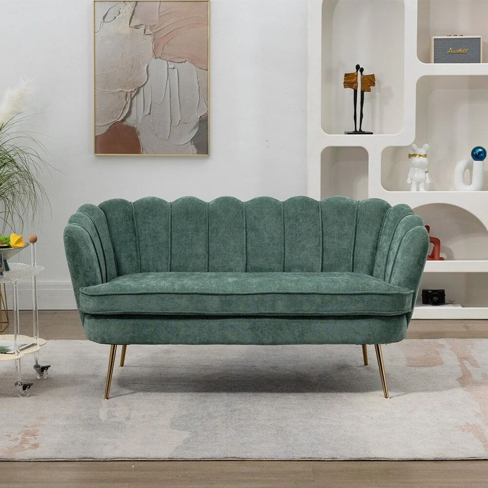 Small Mini Room Couch Two-Seater Sofa with Gold Metal Leg - 2 Seat