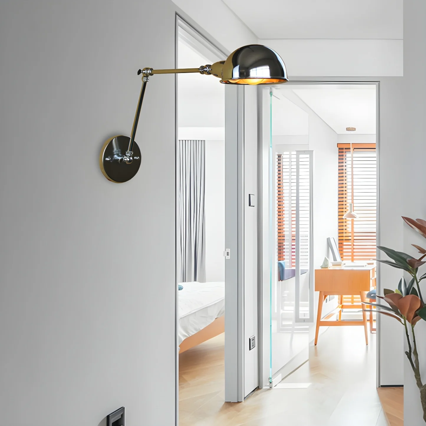 Retro Dome Metal Swing Arm Wall Light