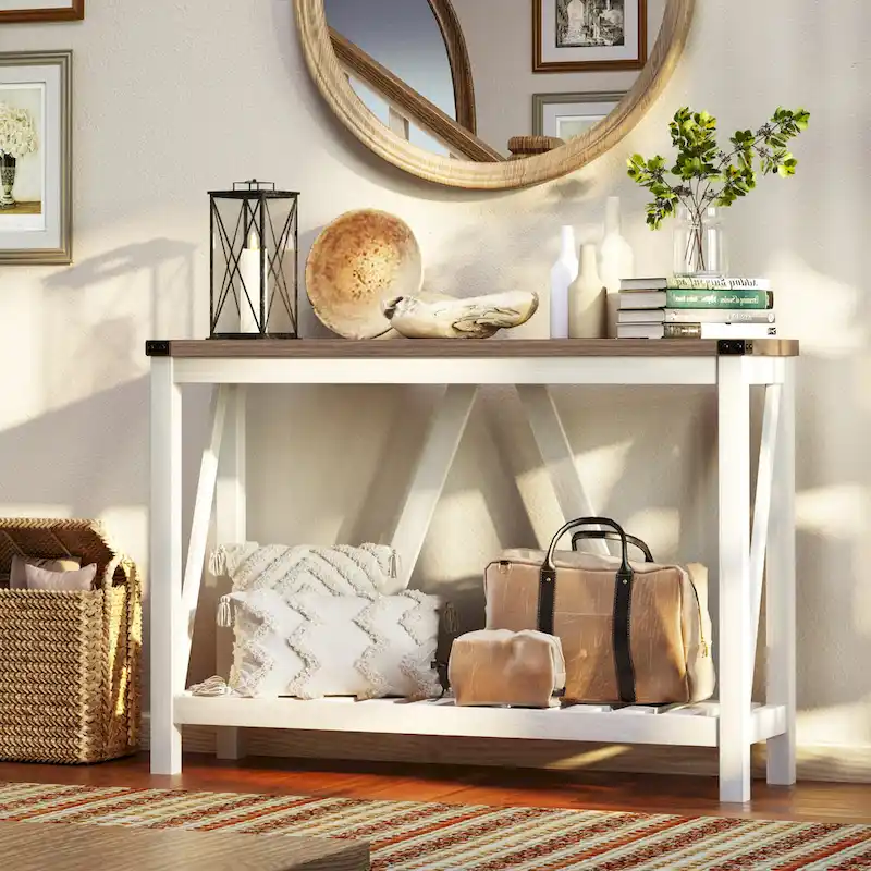 Pellebant A-frame Entry Console Table Long Sofa Table with Shelf - 45.27 in L x 13.98 in W x 31.88 in H