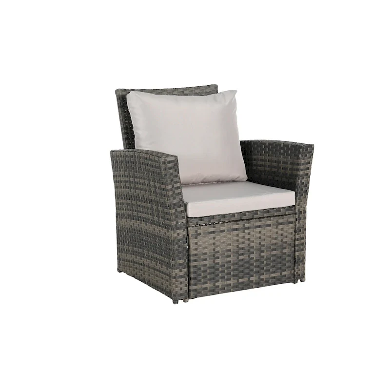 4-Piece Rattan Conversation Sofa Set with Glass Table