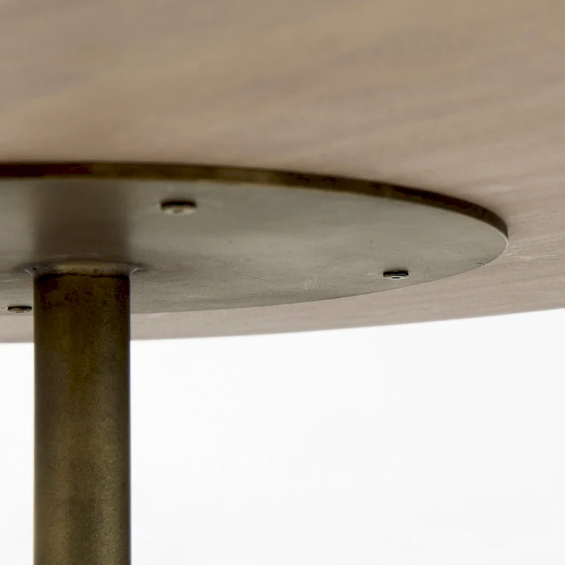 Maxwell Dark Brown Wood w/Black Metal Pedestal Round Side Table