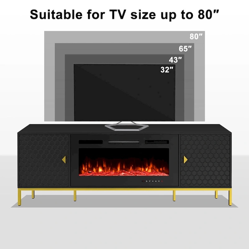 70 Wood Fireplace TV Stand with 36 Electric Fireplace