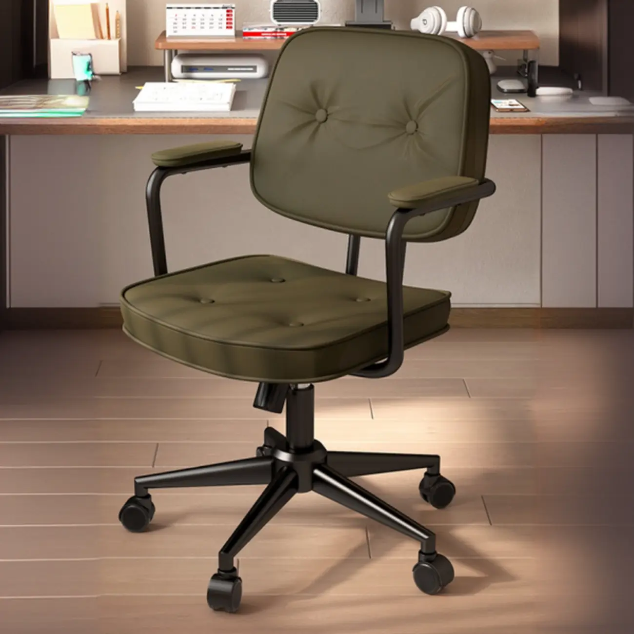 Adjustable Button-Tufted Upholstered Ergonomic Office Chair