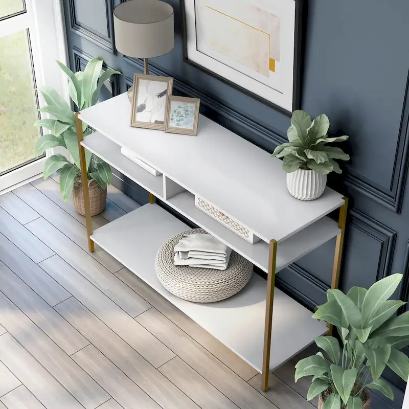 Raven Glam 48-inch Steel 3-Shelf Console Table by Furniture of America