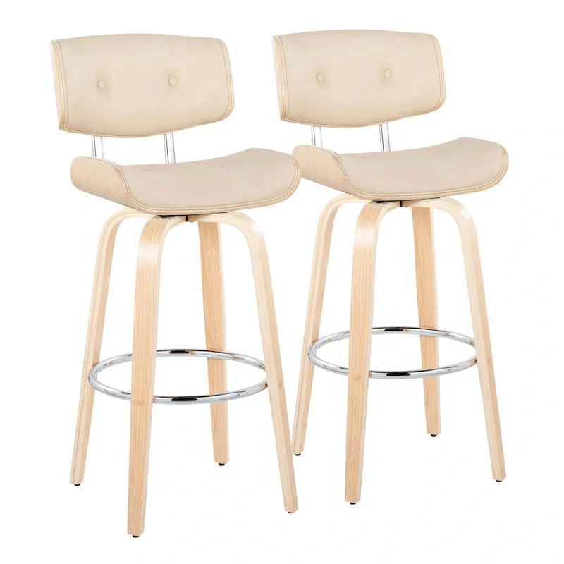 Carson Carrington Leksand 30 Fixed-Height Bar Stool with Bent Wood Legs (Set of 2)