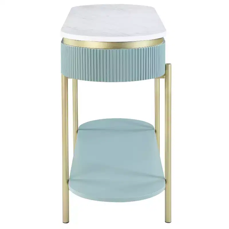 Cartehena Faux Marble Sofa Table with Drawer - HOMES: Inside + Out