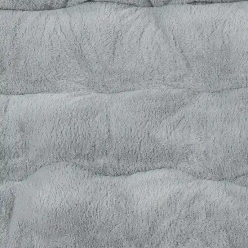 Double Folding Synthetic Fur Saucer Chair with 2 Ottomans