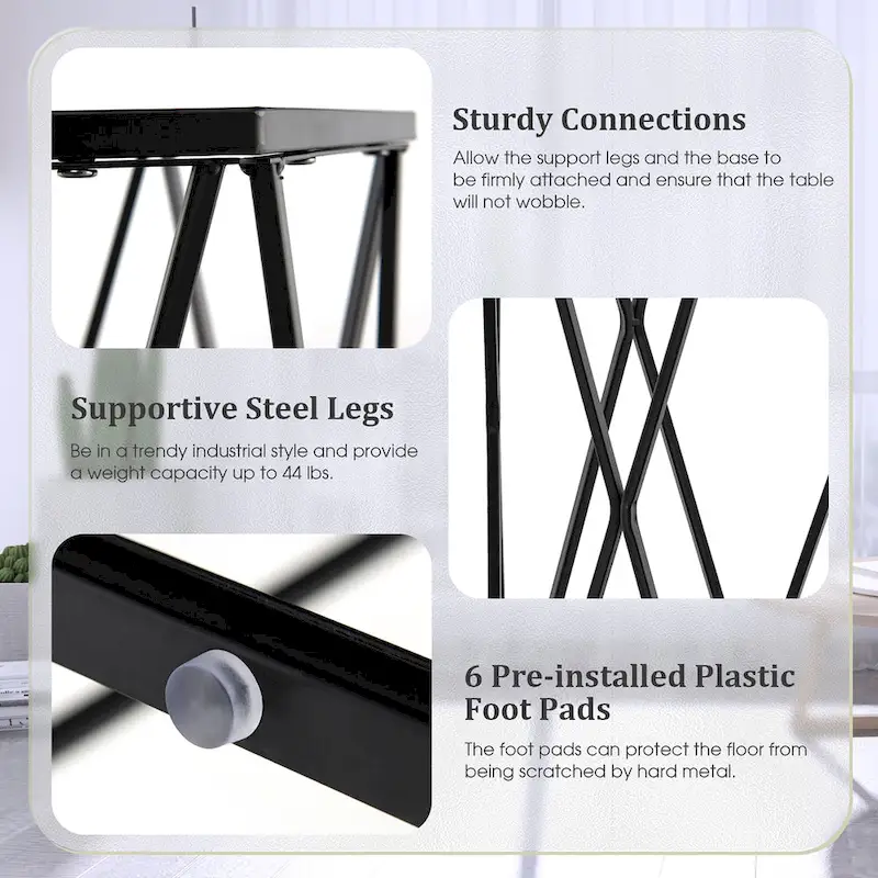 Costway End Table Tempered Glass Top Metal Frame Hexagonal Accent Side - 16