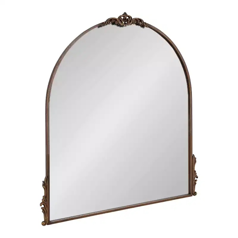 Antique Bronze Arched Wall Mirror - Traditional Style