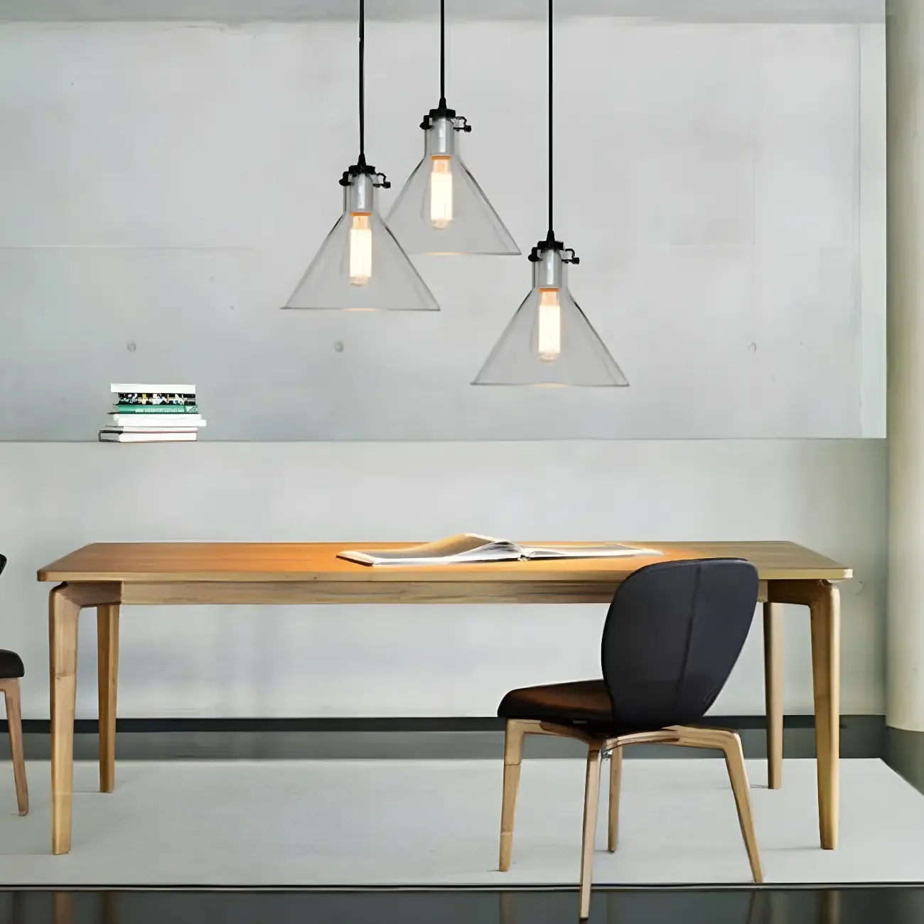 Industrial Clear Cone Glass Kitchen Pendant Light