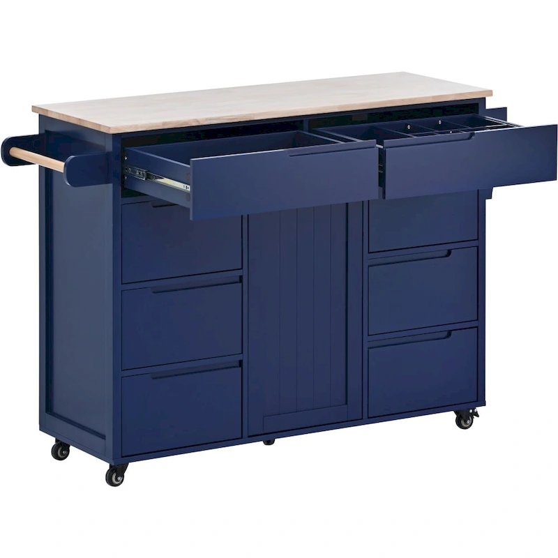 53 in. W Kitchen Island with Countertop and Drawers - N/A