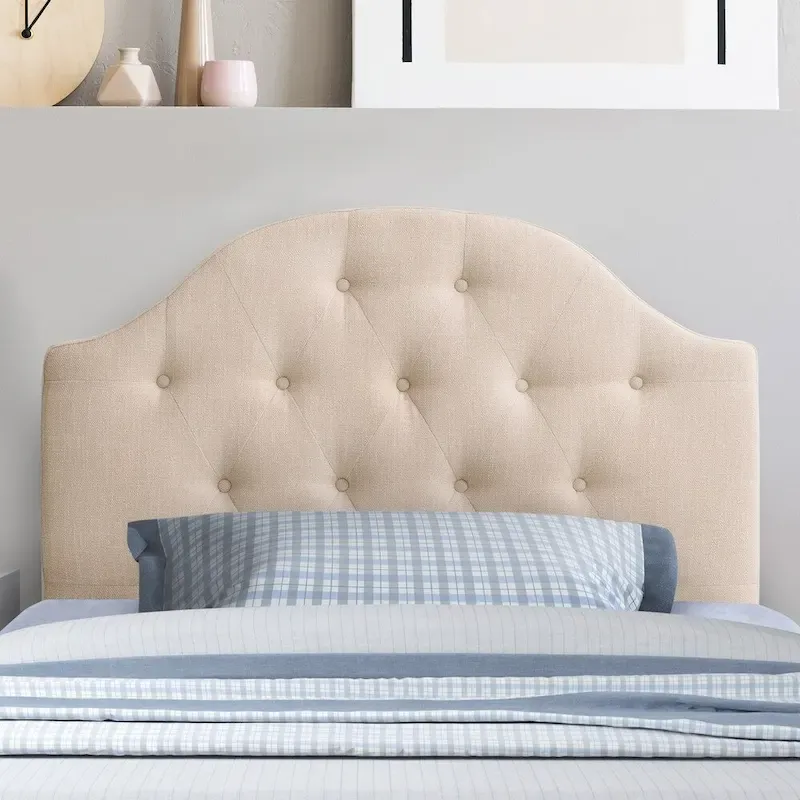 Diamond Tufted Fabric Arched Panel Headboard - Twin