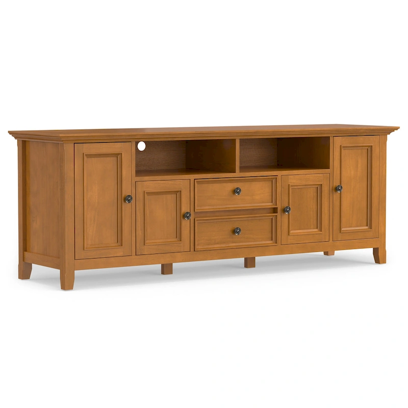 WYNDENHALL Halifax 72 inch Wide Solid Wood Transitional TV Stand - 72w x 19d x 26 h