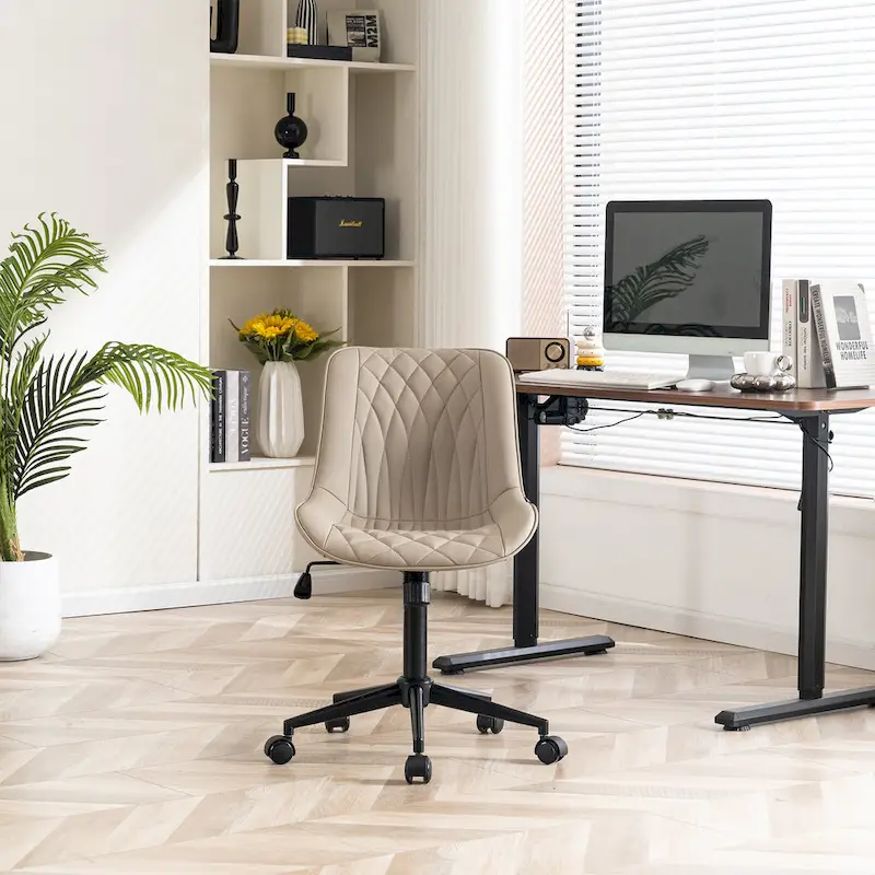 Armless Home Office Desk Chairs with Wheels Rolling Task Chair