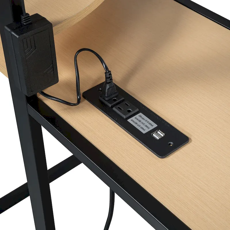 Twin Metal Loft Bed with Built-in Desk, Wardrobe & Power Outlet - 350LB Capacity