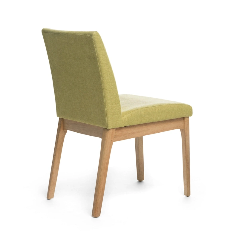 Dining Chair Set of 2, Modern Green Padded Back and Seat, Brown Legs
