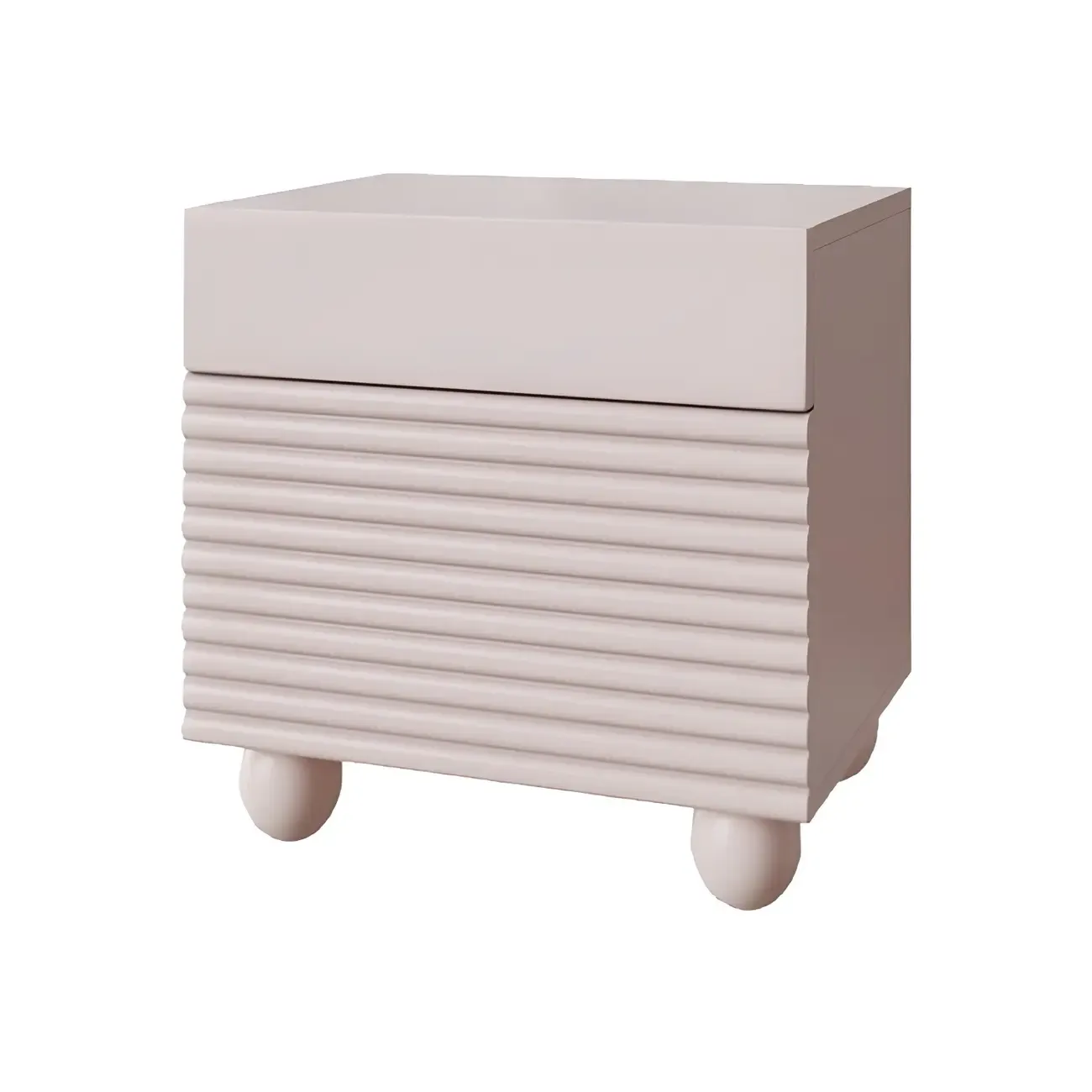 Narrow Cubic 2-Drawer Wood Small Bedside Table