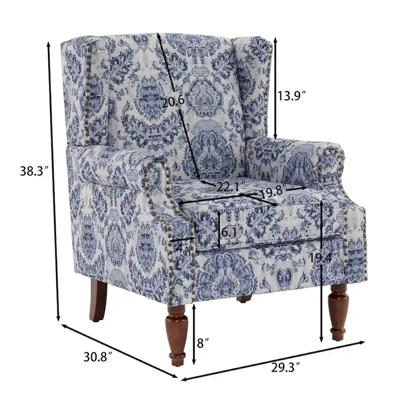 Traditional Nailhead Trim Armchair Accent Chairs Set of 2
