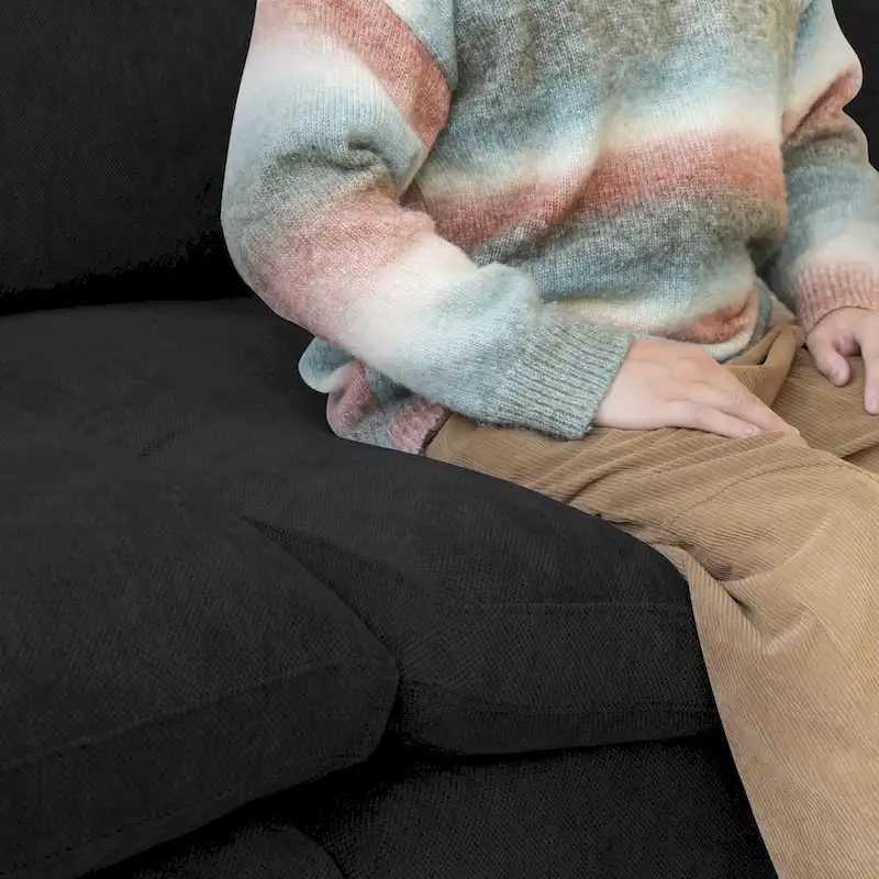 Classic Modern Linen Sectional Modular Sofa 4-Seater Down Filled Cloud Couch with Cushions