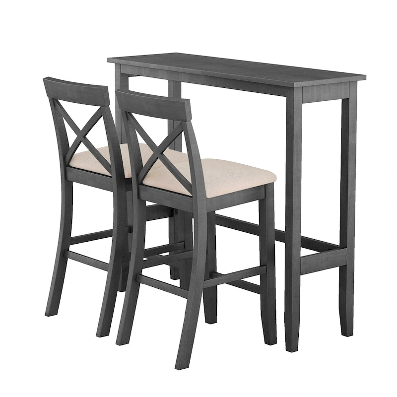 3-Piece Dining Table and Chair Set, Small Counter Height Table and Chair Set with Kitchen Breakfast Nook and 2 Chairs