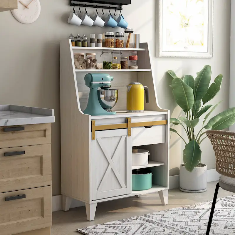 Farmhouse White Oak 6-Shelf Baker's Rack