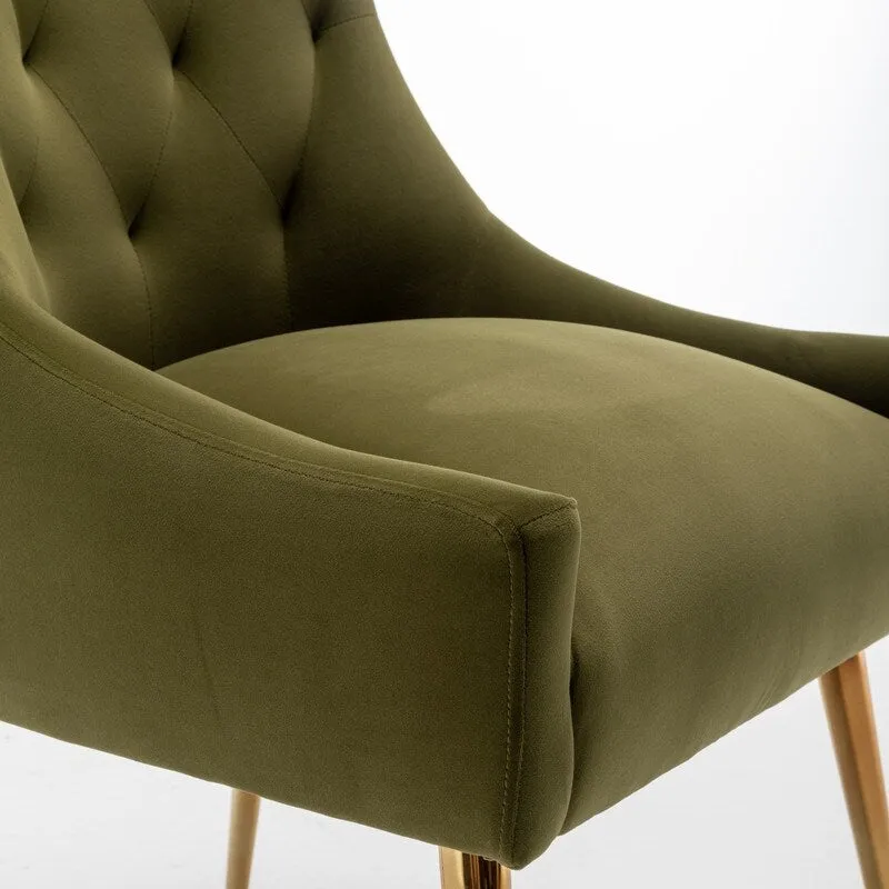 Modern Dining Chairs Set of 2, Upholstered Accent Chair Tufted Back Armless Chair with Back Pull