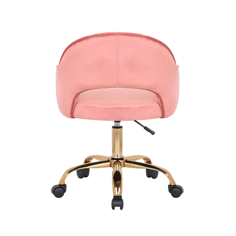 Velvet Swivel Office Chair, Golden Chrome Legs