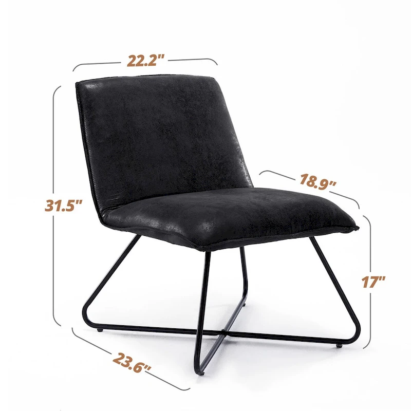 LUE BONA Mid Century Faux Leather Accent Chair With Adjustable Backrest - 31.5 H X 22.2 W X 23.6 D