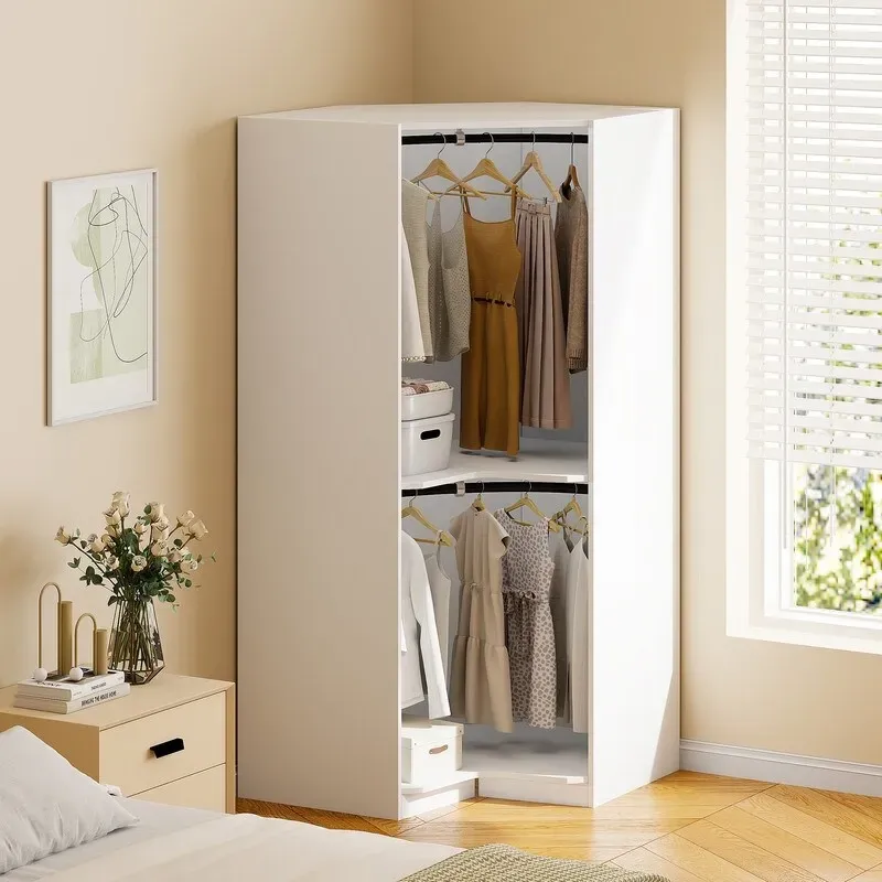 Polygon Corner Wardrobe Hanging Storage Closet Cabinet