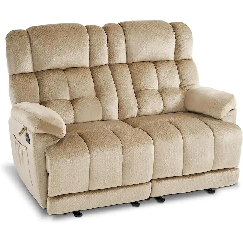 Power Reclining Loveseat, Red/Grey/Beige/Blue/Brown, Heat & Massage, Seats 2