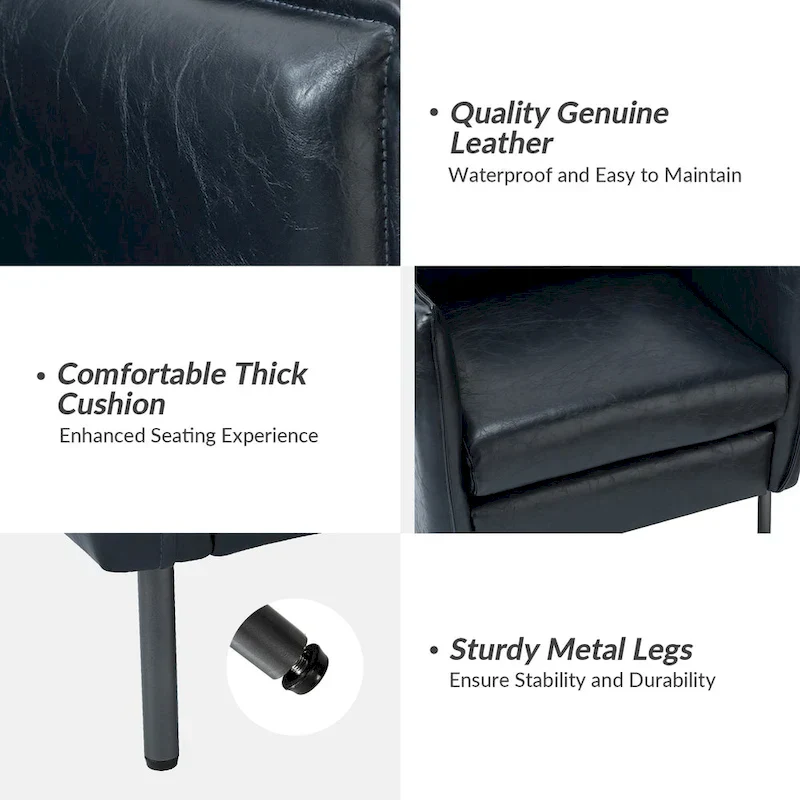 Jaime Modern Vegan Leather Accent Chair with removable Cushion by HULALA HOME