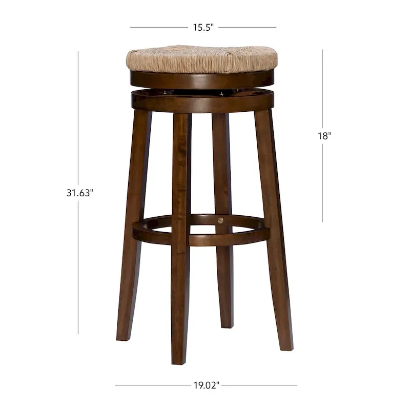Maya Backless 31-Inch 360-Degree Swivel Bar Stool with Seagrass Seat