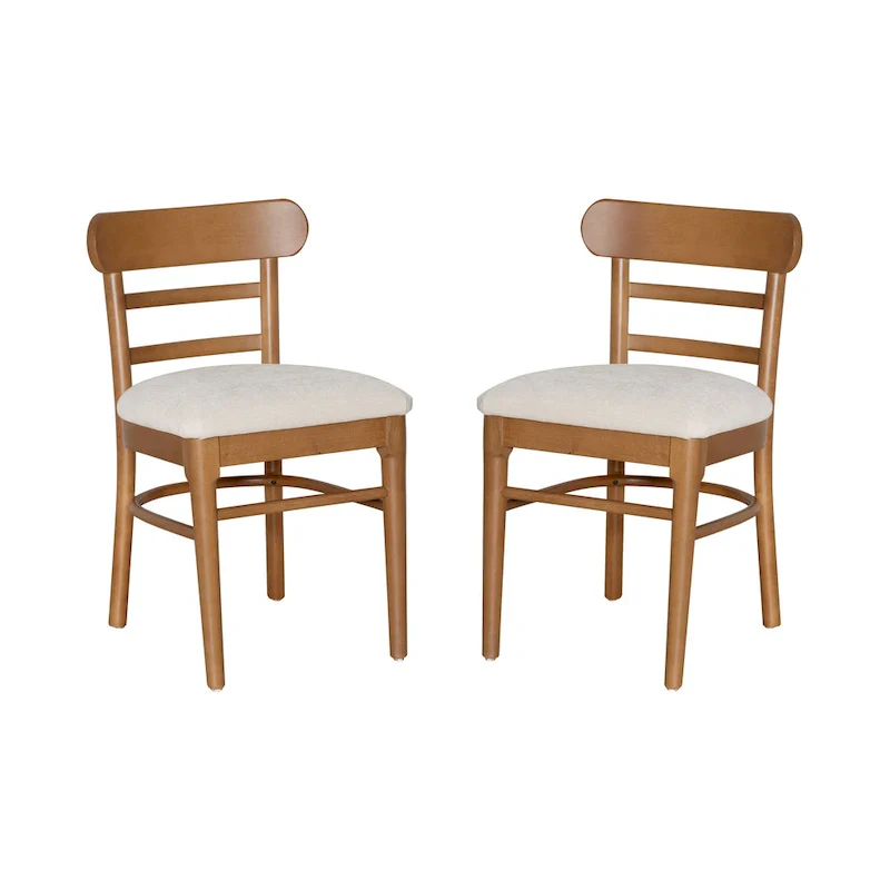 Lochside Brown & Grey Wooden Upholestered Dining Chair Set of 2