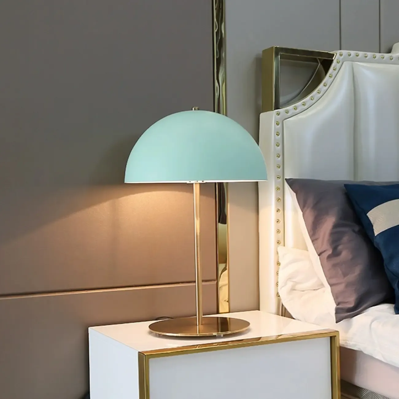 Macaron Iron Dome Shade Metal Table Lamp Plug in Electric