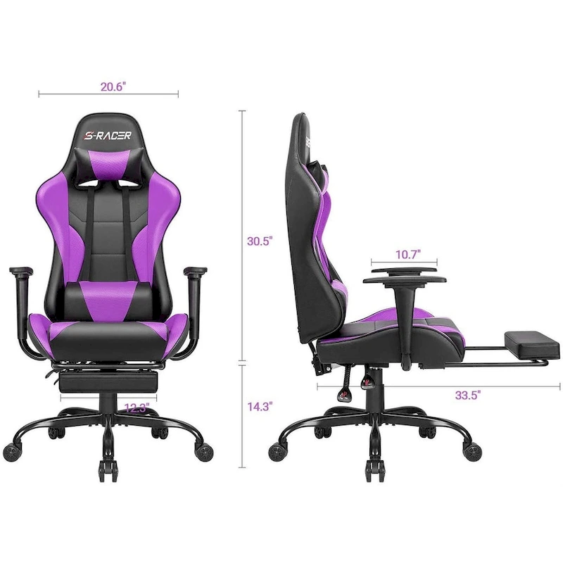 Gaming Chair with Footrest - Ergonomic Desk Chair