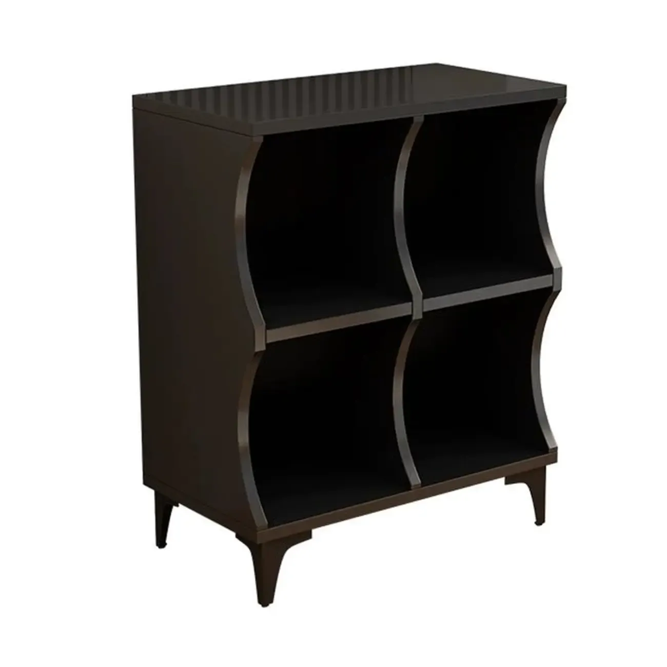 Modern Black Wooden 2-Tier Modular Cube Bookcase
