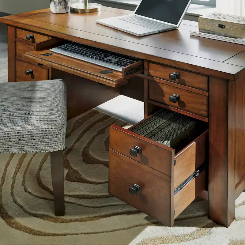 Aged Maple Executive Desk 54W - Single User Home Office