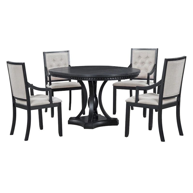 Nestfair Retro 5-piece Dining Set with 4 Chairs and Extendable Table