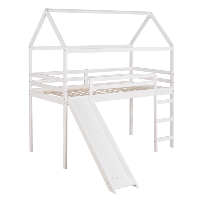 Twin Pine Loft House Bed with Slide