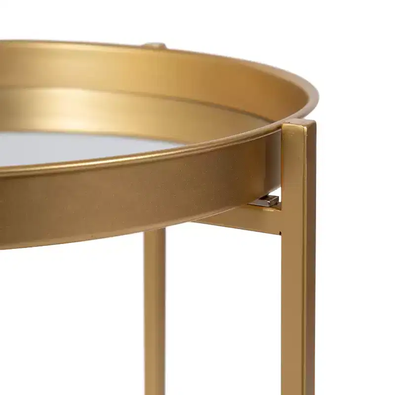 Round 2-Tier Metal Foldable Tray Table