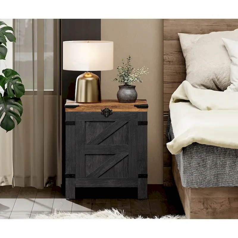 WAMPAT Lift Top End Table,Nightstand with Rustic Lock